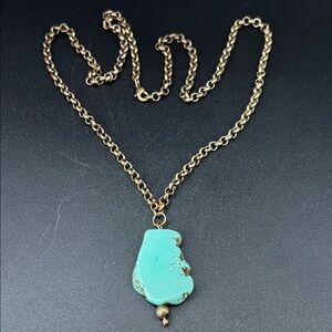 Vintage 28” Boho Turquoise Pendant Necklace